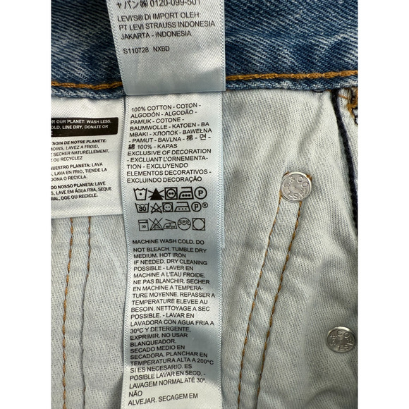 Levi's Men 505 Regular Fit Straight Leg Zip Fly Non-Stretch Jeans 32x34 Blue - Picture 11 of 12